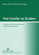 Von Goethe zu Krolow edito da Lang, Peter GmbH