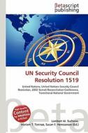 Un Security Council Resolution 1519 edito da Betascript Publishing