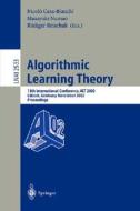 Algorithmic Learning Theory edito da Springer Berlin Heidelberg