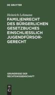 Familienrecht des Bürgerlichen Gesetzbuches einschließlich Jugendfürsorgerecht di Heinrich Lehmann edito da De Gruyter