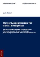 Bewertungskriterien für Social Enterprises di Julia Wetzel edito da Tectum Verlag