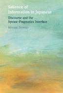 Salience Of Information In Japanese di Mitsuaki Shimojo edito da Cambridge University Press
