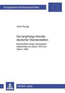 Die langfristige Rendite deutscher Standardaktien di Ulrich Ronge edito da Lang, Peter GmbH