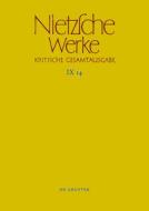 Nietzsche Werke, Band 14, Nachbericht zur neunten Abteilung di Friedrich Nietzsche edito da De Gruyter