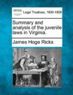 Summary And Analysis Of The Juvenile Law di James Hoge Ricks edito da Gale Ecco, Making of Modern Law