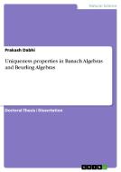 Uniqueness properties in Banach Algebras and Beurling Algebras di Prakash Dabhi edito da GRIN Verlag