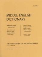 Middle English Dictionary di Hans Kurath, Sherman M. Kuhn edito da University of Michigan Press
