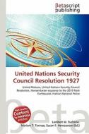 United Nations Security Council Resolution 1927 edito da Betascript Publishing