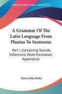 A Grammar Of The Latin Language From Pla di HENRY JOHN ROBY edito da Kessinger Publishing