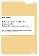 Kultur als Schlüsselproblem bei internationalen Unternehmenszusammenschlüssen di Peter Kalkanis edito da Diplom.de