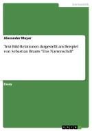 Text-Bild-Relationen dargestellt am Beispiel von Sebastian Brants "Das Narrenschiff" di Alexander Meyer edito da GRIN Verlag