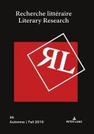 Recherche Litteraire/literary Research edito da Pie - Peter Lang