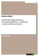 Aktuelle Rechtsprechung zur Versammlungsfreiheit - Das BVerfG zwischen Politik und Recht - di Matthias Mißler edito da GRIN Verlag
