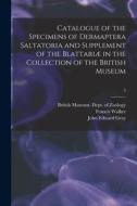 Catalogue of the Specimens of Dermaptera Saltatoria and Supplement of the Blattariæ in the Collection of the British Museum; 5 di Francis Walker, John Edward Gray edito da LIGHTNING SOURCE INC