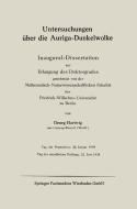 Untersuchungen über die Auriga-Dunkelwolke di Georg Hartwig edito da Springer Berlin Heidelberg