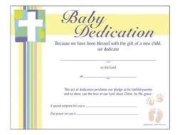 Certificate Baby Dedication Pk6 di Swanson Christian Products edito da Swanson Christian Products