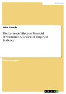 The Leverage Effect on Financial Performance. A Review of Empirical Evidence di John Joseph edito da GRIN Verlag
