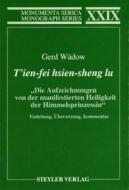 Tienfei Hsiensheng Lu Die Aufzeichnungen di Gerd Wadow edito da Oxbow Books