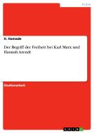 Der Begriff der Freiheit bei Karl Marx und Hannah Arendt di H. Hamade edito da GRIN Publishing
