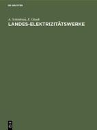 Landes-Elektrizitätswerke di A. Schönberg, E. Glunk edito da De Gruyter