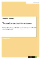 Wertpapierprogrammentscheidungen di Sebastian Kusnierz edito da GRIN Publishing