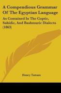A Compendious Grammar Of The Egyptian Language: As Contained In The Coptic, Sahidic, And Bashmuric Dialects (1863) di Henry Tattam edito da Kessinger Publishing, Llc