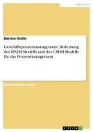 Geschäftsprozessmanagement. Bedeutung des EFQM-Modells und des CMMI-Modells für das Prozessmanagement di Bastian Klaihs edito da GRIN Verlag
