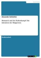 Bismarck und der Kulturkampf: Die Intention der Maigesetze di Alexander Hofstetter edito da GRIN Publishing
