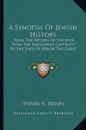A Synopsis of Jewish History: From the Return of the Jews from the Babylonish Captivity, to the Date of Herod the Great di Henry A. Henry edito da Kessinger Publishing