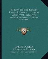 History of the Ninety-Third Regiment, Illinois Volunteer Infantry: From Organization to Muster Out (1898) di Aaron Dunbar edito da Kessinger Publishing