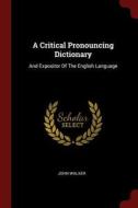 A Critical Pronouncing Dictionary: And Expositor of the English Language di John Walker edito da CHIZINE PUBN