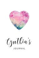 Cynthia's Journal: Personalized Blank Lined Paper Notebook, Custom Name Writing Journal with Watercolor Heart Diamond fo di Gal's Notebooks edito da INDEPENDENTLY PUBLISHED
