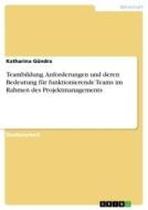 Teambildung. Anforderungen und deren Bedeutung für funktionierende Teams im Rahmen des Projektmanagements di Katharina Gündra edito da GRIN Verlag