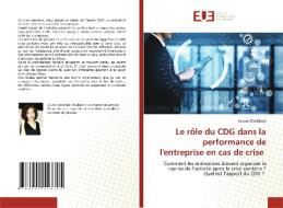 Le rôle du CDG dans la performance de l'entreprise en cas de crise di Yousra Boudraa edito da Éditions universitaires européennes