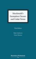 Macdonald's Exemption Clauses and Unfair Terms: Third Edition di Mark Anderson, Victor Warner edito da Tottel Publishing