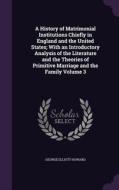 A History Of Matrimonial Institutions Chiefly In England And The United States; With An Introductory Analysis Of The Literature And The Theories Of Pr di George Elliott Howard edito da Palala Press