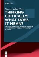 Thinking Critically: What Does It Mean? edito da De Gruyter