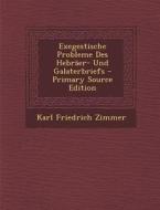 Exegestische Probleme Des Hebraer- Und Galaterbriefs di Karl Friedrich Zimmer edito da Nabu Press