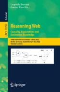 Reasoning Web. Causality, Explanations and Declarative Knowledge edito da Springer Nature Switzerland