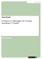 La France et l'Allemagne. De "la haine héréditaire" à l'amitié di Anna Kozok edito da GRIN Publishing