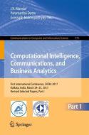 Computational Intelligence, Communications, and Business Analytics edito da Springer Singapore