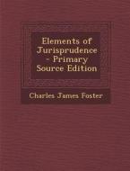 Elements of Jurisprudence di Charles James Foster edito da Nabu Press