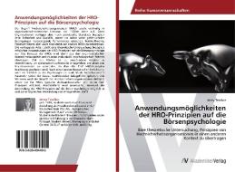 Anwendungsmöglichkeiten der HRO-Prinzipien auf die Börsenpsychologie di Jenny Teschke edito da AV Akademikerverlag
