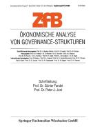Ökonomische Analyse von Governance-Strukturen edito da Gabler, Betriebswirt.-Vlg