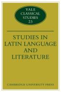 Studies in Latin Language and Literature di Thomas Cole, David Ross edito da Cambridge University Press
