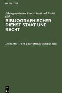 Bibliographischer Dienst Staat und Recht, Jahrgang 4, Heft 5, September/ Oktober 1958 edito da De Gruyter