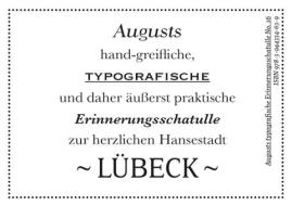 Augusts Erinnerungsschatulle Lübeck edito da Dreesbach, August Verlag