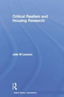 Critical Realism and Housing Research di Julie Lawson edito da Routledge