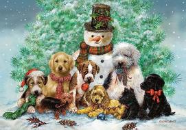Puppies and Snowman Small Boxed Holiday Cards edito da Peter Pauper Press