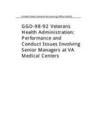 Ggd-98-92 Veterans Health Administration: Performance and Conduct Issues Involving Senior Managers at Va Medical Centers di United States General Acco Office (Gao) edito da Createspace Independent Publishing Platform